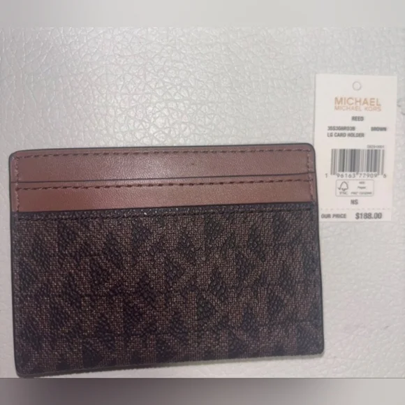 NWT Michael Kors Reed Large Card Holder in Brown NWT $188 retail - Picture 2 of 5